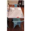 Image 2 : White Solid Marble Table w/Wrought Iron Base + 2 Chairs