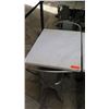 Image 2 : White Marble Table and 2 Gray Metal Chairs