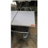 Image 2 : White Marble Table and 2 Gray Metal Chairs