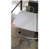 Image 2 : White Marble Table and 2 Gray Metal Chairs