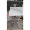 Image 2 : White Marble Table and 2 Gray Metal Chairs