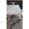 Image 2 : White Marble Table and 2 Gray Metal Chairs