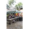 Image 1 : Square Lt Blue Canvas Patio Umbrella w/ Solid Stand, Solid Oak Frame, Pulley System, Granite Base