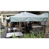Image 1 : Square Lt Blue Canvas Patio Umbrella w/ Solid Stand, Solid Oak Frame, Pulley System, Granite Base
