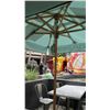 Image 2 : Square Lt Blue Canvas Patio Umbrella w/ Solid Stand, Solid Oak Frame, Pulley System, Granite Base