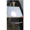 Image 2 : White Marble Table and 2 Gray Metal Chairs