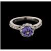 Image 1 : 1.13 ctw Tanzanite and Diamond Ring - 14KT White Gold