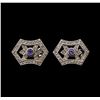 Image 1 : 0.23 ctw Tanzanite and Diamond Earrings - 14KT White Gold