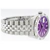 Image 2 : Rolex Stainless Steel Purple Index Pyramid Diamond DateJust Men's Watch