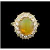 Image 2 : 3.70 ctw Opal and Diamond Ring - 14KT Yellow Gold