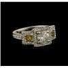 Image 1 : 1.53 ctw Diamond and Yellow Sapphire Ring - 14KT White Gold