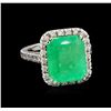 Image 1 : GIA Cert 10.54 ctw Emerald and Diamond Ring - 14KT White Gold