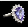 Image 1 : 5.00 ctw Tanzanite and Diamond Ring - 14KT White Gold