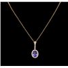 Image 1 : 8.12 ctw Tanzanite and Diamond Pendant With Chain - 14KT Rose Gold