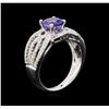 Image 4 : 1.56 ctw Tanzanite and Diamond Ring - 14KT White Gold