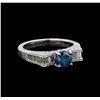 Image 1 : 1.74 ctw Blue Diamond Ring - 18KT White Gold