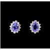 Image 1 : 4.42 ctw Tanzanite and Diamond Earrings - 14KT White Gold