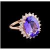 Image 1 : 10.30 ctw Tanzanite and Diamond Ring - 14KT Rose Gold