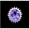 Image 2 : 9.62 ctw Tanzanite and Diamond Ring - 14KT White Gold