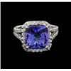 Image 2 : 5.06 ctw Tanzanite and Diamond Ring - 14KT White Gold