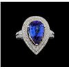 Image 2 : 14KT Two-Tone Gold 4.23 ctw Tanzanite and Diamond Ring