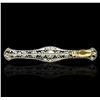 Image 2 : 18KT White Gold 0.60 ctw Sapphire and Diamond Brooch