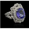 Image 1 : 6.02 ctw Tanzanite and Diamond Ring - 14KT White Gold