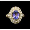 Image 2 : 14KT Yellow Gold 2.05 ctw Tanzanite and Diamond Ring