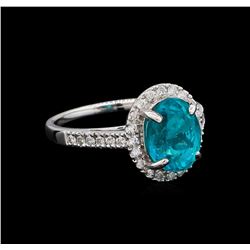 3.23 ctw Apatite and Diamond Ring - 14KT White Gold