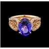 Image 2 : 14KT Rose Gold 3.82 ctw Tanzanite and Diamond Ring