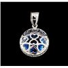Image 2 : 6.00 ctw Blue Topaz and Diamond Pendant - 14KT White Gold