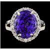 Image 2 : GIA Cert 10.23 ctw Tanzanite and Diamond Ring - 14KT White Gold