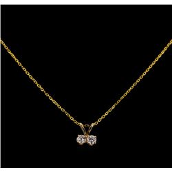 0.10 ctw Diamond Pendant With Chain - 14KT Yellow Gold