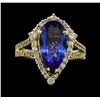 Image 2 : 2.90 ctw Tanzanite and Diamond Ring - 14KT Yellow Gold