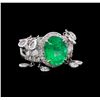 Image 1 : 3.96 ctw Emerald and Diamond Ring - 18KT White Gold