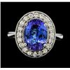 Image 2 : 4.18 ctw Tanzanite and Diamond Ring - 14KT White Gold