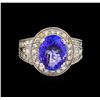 Image 2 : 14KT White Gold 5.21 ctw Tanzanite and Diamond Ring