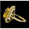 Image 3 : 5.62 ctw Citrine Quartz  and Diamond Ring - 14KT Yellow  Gold