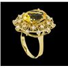 Image 4 : 5.62 ctw Citrine Quartz  and Diamond Ring - 14KT Yellow  Gold