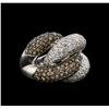 Image 1 : 4.98 ctw Brown and White Diamond Ring - 14KT White Gold