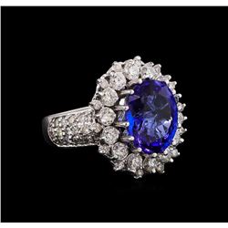 14KT White Gold 5.17 ctw Tanzanite and Diamond Ring