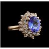 Image 1 : 3.24 ctw Tanzanite and Diamond Ring - 14KT Rose Gold