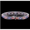 Image 2 : 14KT White Gold 6.30 ctw Sapphire, Tanzanite and Diamond Bracelet