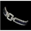 Image 2 : 6.97 ctw Sapphire and Diamond Bracelet - 18KT White Gold