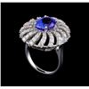 Image 4 : 4.17 ctw Tanzanite and Diamond Ring - 14KT White Gold