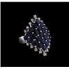 Image 1 : 5.94 ctw Sapphire and Diamond Ring - 14KT White Gold
