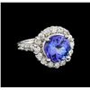 Image 1 : 4.64 ctw Tanzanite and Diamond Ring - 14KT White Gold