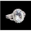 4.70 ctw Aquamarine and Diamond Ring - 14KT White Gold