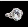 Image 1 : 4.70 ctw Aquamarine and Diamond Ring - 14KT White Gold