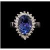 Image 2 : 4.20 ctw Tanzanite and Diamond Ring - 14KT White Gold